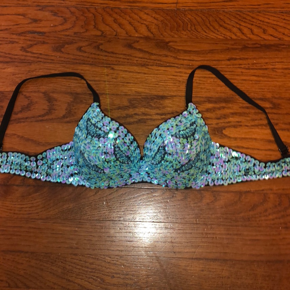 NWOT iheartraves Blue Sequin Bra